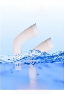 Close-up of white sun protection sleeves with cool fabric in water for breathability view