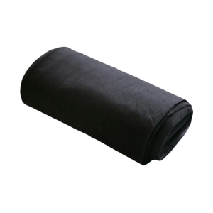 Sheer velvet pantyhose in black, neatly rolled to show smooth texture and elastic fabric