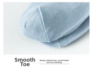 Detailed close-up of light blue cotton socks with flat toe seam and mesh knit texture