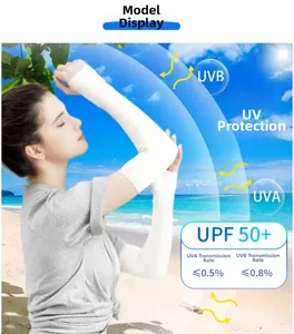 UPF 50+ cooling ice silk arm sleeves with thumb hole for outdoor sun protection