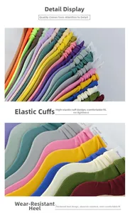 Detailed macro view of the high-elastic ribbed cuffs and durable heels of the cotton socks