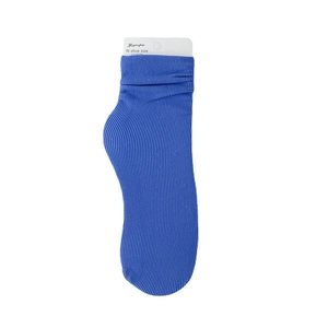 Royal blue velvet loose slouch socks for women with ribbed texture in Japanese style