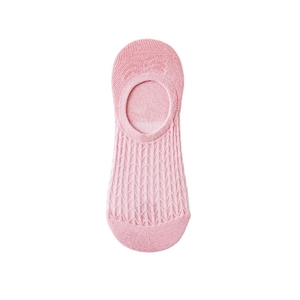Women's light pink mesh invisible low cut socks with breathable knit hollow design