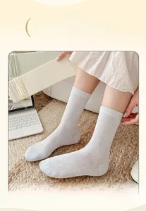 Detail of high-elastic widened cuffs and breathable mesh pattern on lightweight socks
