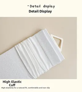 Detailed close-up of high-elastic white sock cuffs showing the premium ribbed knit texture