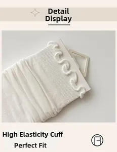 Detailed macro view of high-elasticity ribbed cuff on ballet style white cotton socks