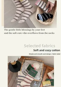 Macro detail of casual striped cotton crew socks with soft knit texture and woven label