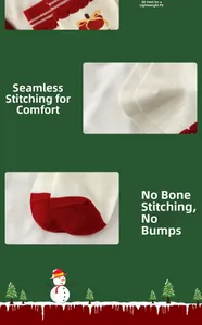 Detail of seamless toe and 3D heel construction on festive Christmas cotton socks