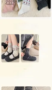 Close-up of vintage Fair Isle wool socks featuring thick textured knit and retro patterns