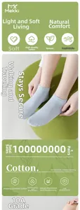 Detail of light blue combed cotton low-cut socks with 10A grade antibacterial texture