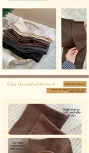 Detail of high-elasticity non-slip cuffs and ergonomic heels of these warm knit socks