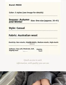 Detailed spec card for floral cashmere-blend socks featuring Australian wool material