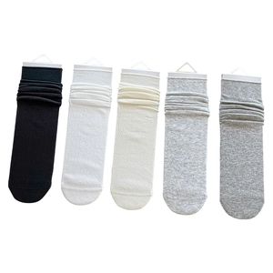 5-pack solid color breathable cotton crew socks in black white and grey shades