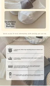 Detail of wool socks showing boneless seam toe and cashmere pilling care instructions