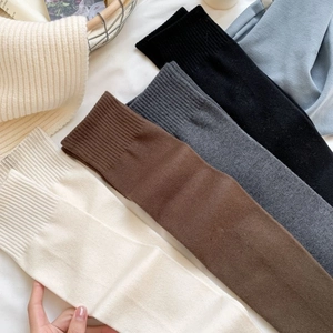 Winter thermal knit over-the-knee socks in multiple colors with ribbed cuffs