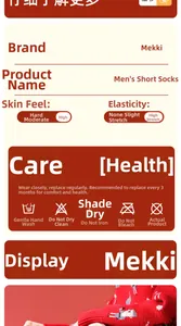 Close-up of red festive cotton socks featuring high elasticity and knit snowman patterns
