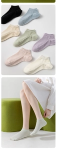Detail of multi-color low-cut cotton socks with breathable mesh texture and ribbed cuffs