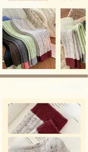 Detail of colorful wool blend socks showing thick knit texture and warm ribbed cuffs