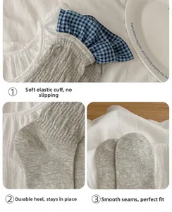 Detailed close-up of soft ribbed cuffs and reinforced heels on cotton crew socks