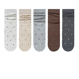 Lot de 5 paires de chaussettes en coton avec broderie florale aux tons gris et beige