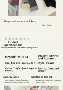 Detailed infographic of combed cotton mid-calf socks showing soft texture and size guide