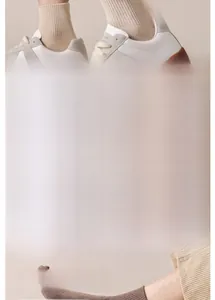 Detail of white combed cotton sports socks with 10A grade antibacterial feature