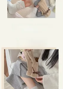 Detail of plush mink-like socks with delicate bow ribbon and soft knit texture