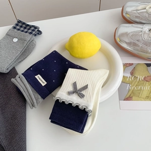 Ballett-Stil Socken mit Schleifen und Streifen aus gekämmter Baumwolle für Frauen