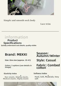 Detail specifications of thick knit mink wool socks with bow showing fabric texture