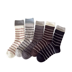 Set mit 5 Paar gestreiften Socken im College-Stil aus Wollimitat mit Rippbündchen