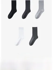 Classic crew cotton socks set in black, white and grey tones with ribbed cuffs