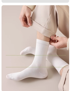 Detailansicht weißer Baumwoll-Wadenstrümpfe mit feiner vertikaler Stricktextur und Passform