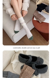 Detailed knit texture of vintage mid-calf socks with elegant floral lace patterns