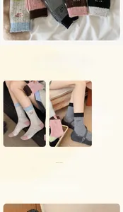 Detail of thick wool socks with all the best embroidery and cozy knitted texture