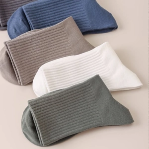 Lot de 5 paires de chaussettes mi-mollet en coton côtelé, coloris variés pour hommes