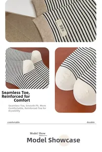 Detail of striped cotton socks with seamless toe and reinforced tip for comfort