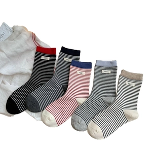 5-pack striped cotton crew socks with 'egg' label in various colors for women