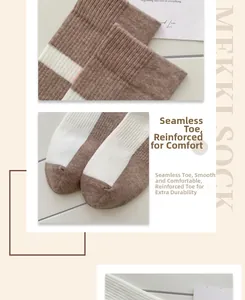 Détail de la pointe sans couture et de la maille renforcée des chaussettes à carreaux