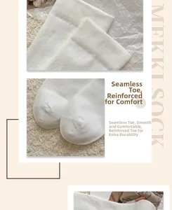 Detail of white knit socks showing seamless toe stitching and reinforced craftsmanship