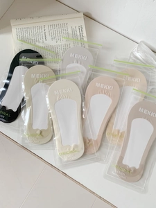 Detailed set of multi-color low-cut invisible socks with individual frosted zipper packaging