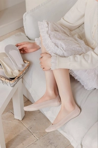Close-up of seamless no-show socks for women with anti-slip silicone heel grip