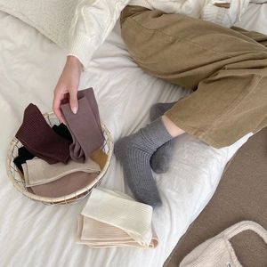 Cozy autumn winter cashmere ribbed socks for women in various retro earth tone colors