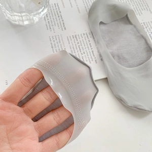 Close-up of low cut invisible socks with anti-slip silicone grip and breathable fabric