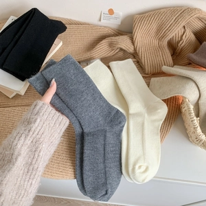 Detailed knit texture of ribbed wool socks in neutral tones for winter warmth