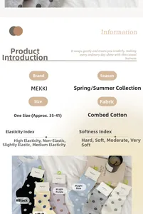 Spécifications des chaussettes à pois en coton peigné et guide des tailles détaillé