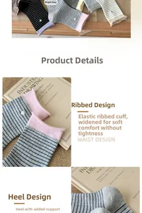 Détails de chaussettes en coton avec motifs à rayures et broderies de cœur délicates