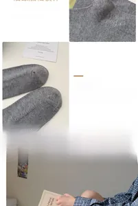 Detail of grey ribbed cotton socks showing seamless toe and durable knit texture