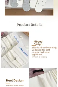 Detail der elastischen breiten Bündchen und verstärkten Ferse bei grauen Socken