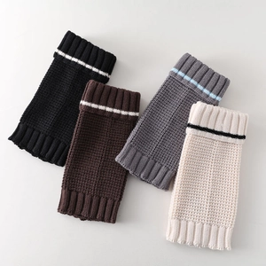 Knitted Leg Warmers Polyester Thick Warm Striped Ribbed Slouch Socks JK Style For Women