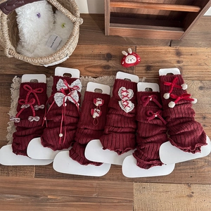 Leg Warmers Acrylic Ribbed Knit Sweet Ribbon Bow Lace Balletcore Winter Warm Boot Cuffs Christmas Style For Women